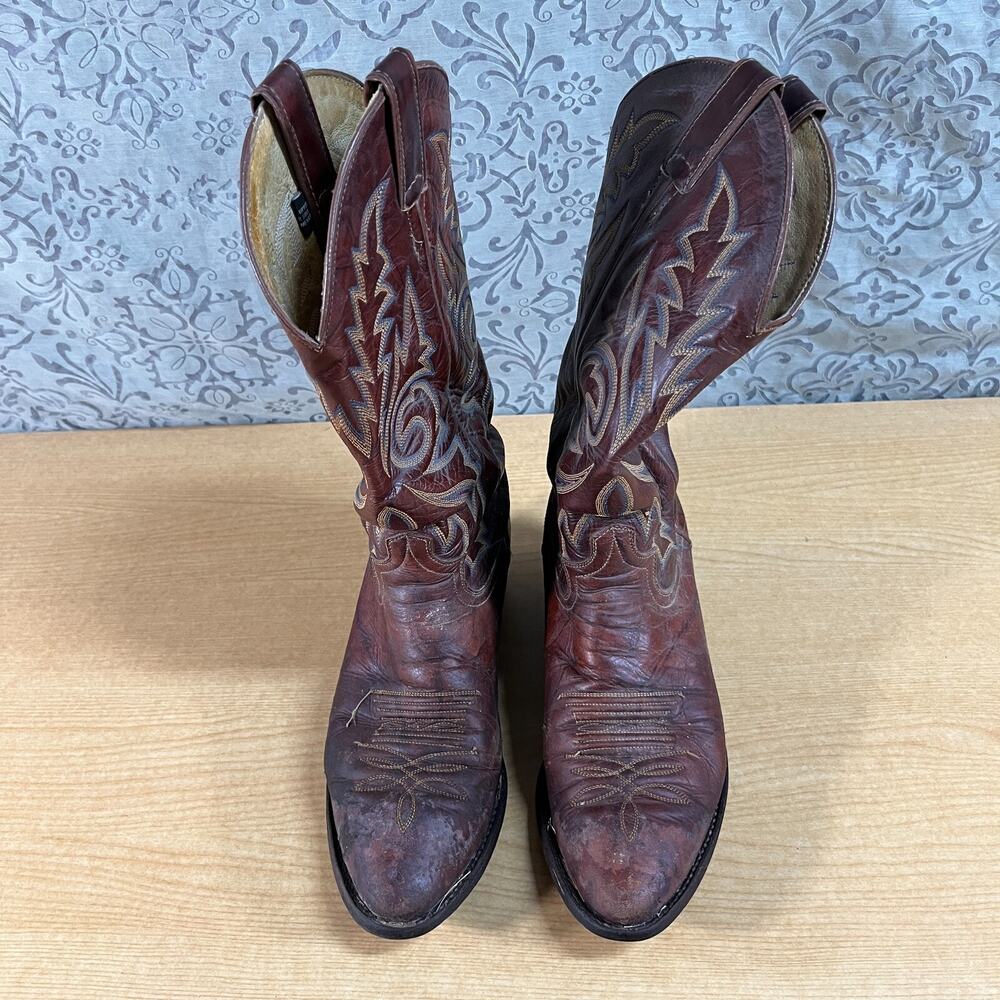 Tony Lama Men’s Western Cowboy Boots Brown Leather Size 8 D Style 1560